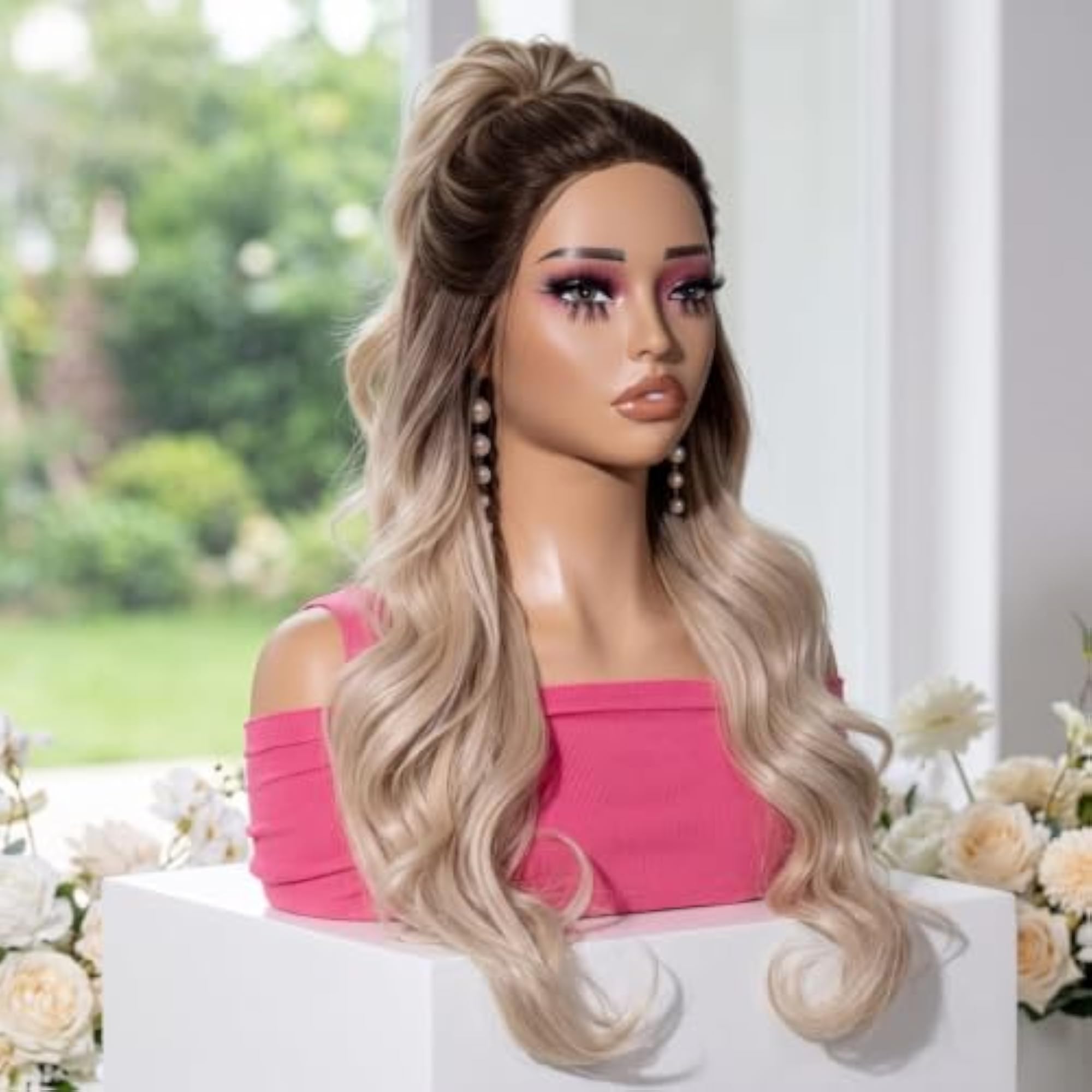 Realistic Makeup Head with Shoulders Display Model